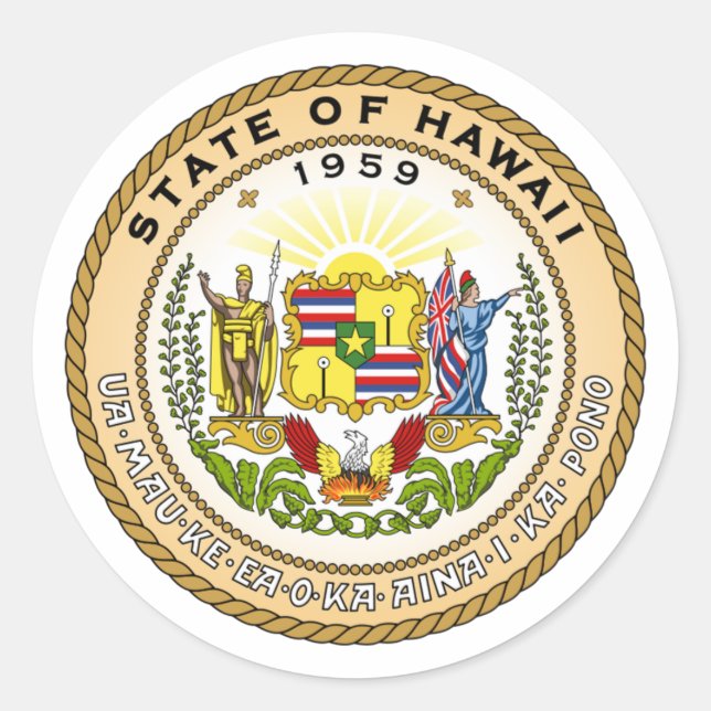 Sticker Rond Sceau d'État d'Hawaii - (Devant)