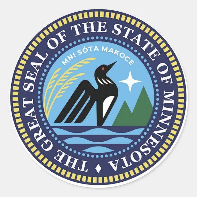 Sticker Rond Sceau d'État du Minnesota 2024 (Devant)
