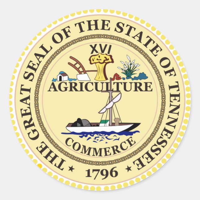 Sticker Rond Sceau d'état du Tennessee (Devant)
