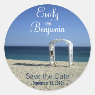 Sticker Rond Sceau d'invitation - Destination Beach Mariage ::