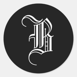 Sticker Rond Sceau d'invitation Monogramme "B" Ancien style ang