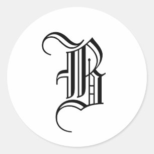 Sticker Rond Sceau d'invitation monogramme "B" Vieux anglais no