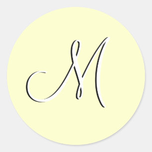 Sticker Rond Sceau d'ivoire Monogramme M Faire-part de mariage