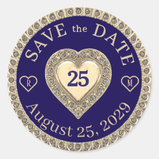 Sticker Rond Sceau doré de monogramme pour sauvegarde de date