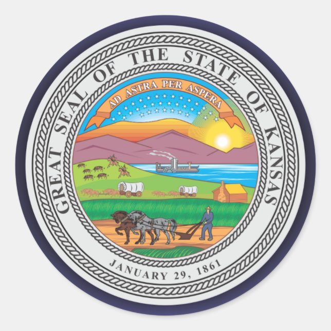 Sticker Rond Sceau du Kansas (Devant)