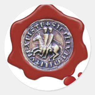Sticker Rond SCEAU DU MODÈLE DES CHEVALIERS, Cire rouge, Blanc