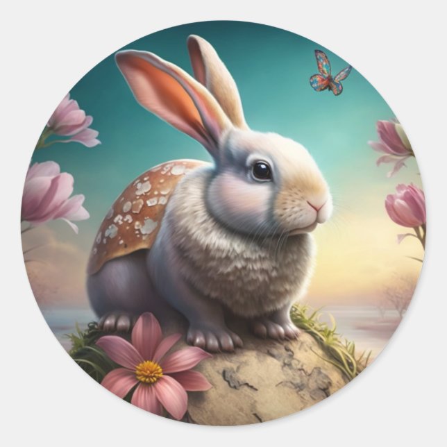Sticker Rond Sceau Enveloppe Bunny de Pâques (Devant)