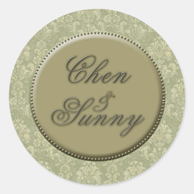 Sticker Rond Sceau enveloppe de mariage personnalisée (Devant)