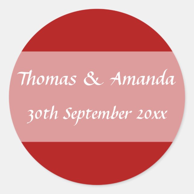 Sticker Rond Sceau Enveloppe Nom Rouge & Date (Devant)