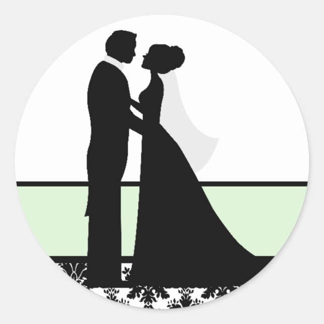 Sticker Rond Sceau Mariage à la menthe (Devant)