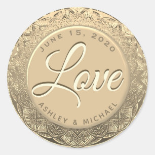 Sticker Rond Sceau Mariage d'amour personnalisable