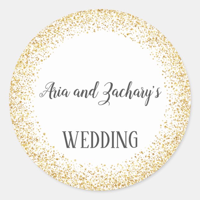 Sticker Rond Sceau Mariage d'enveloppe de calligraphie Gold Con (Devant)