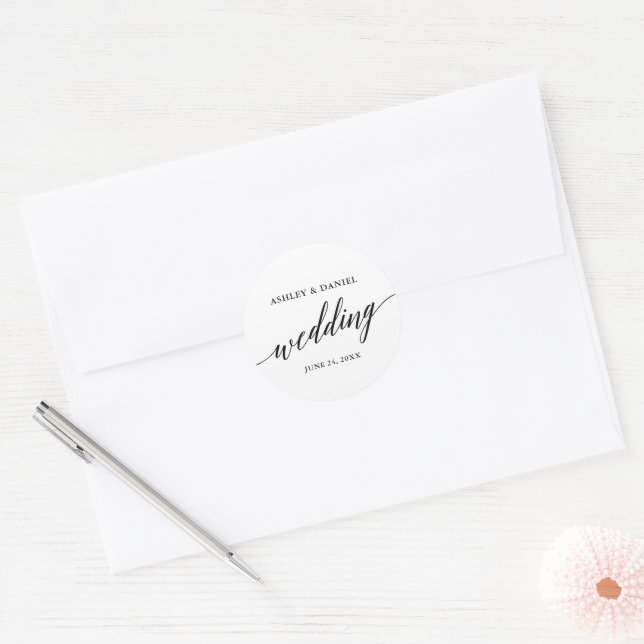 Sticker Rond Sceau Mariage d'enveloppe de calligraphie moderne  (Enveloppe)