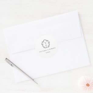 Sticker Rond Sceau Mariage d'enveloppe de monogramme de crête n