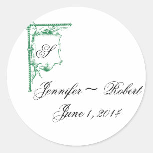 Sticker Rond Sceau Mariage d'enveloppe de monogramme fantaisie 