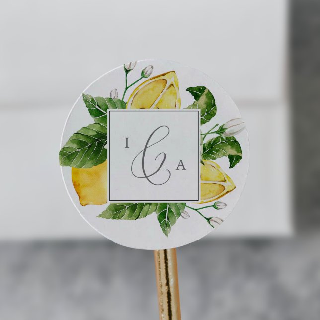 Sticker Rond Sceau Mariage d'enveloppe du jardin de citron mode (Créateur téléchargé)