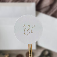 Sceau Mariage d'enveloppe Elegant Gold Script Mono