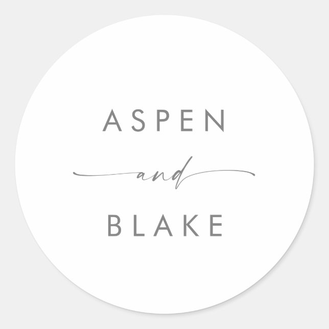 Sticker Rond Sceau Mariage d'enveloppe moderne en argent (Devant)