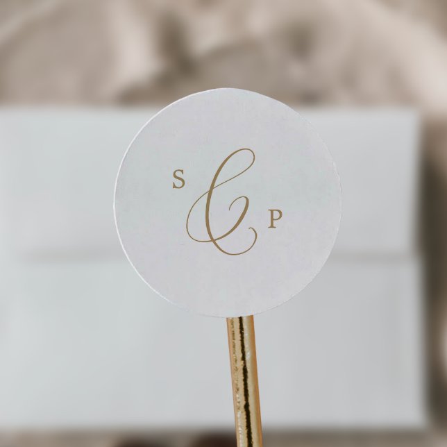 Sticker Rond Sceau Mariage d'enveloppes de monogramme or délica (Créateur téléchargé)