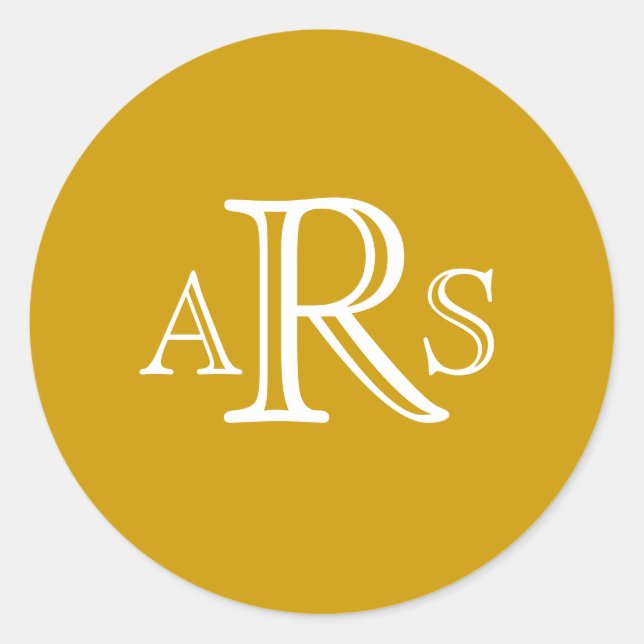 Sticker Rond Sceau Mariage d'or 3 lettres Monogramme personnali (Devant)