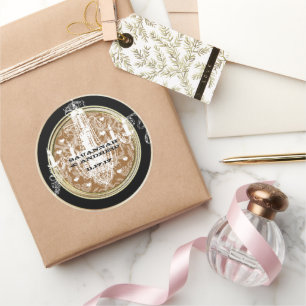 Sticker Rond Sceau Mariage en or du lustre