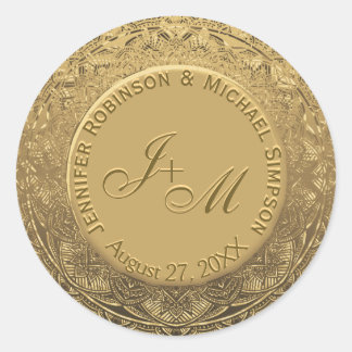 Sticker Rond Sceau Mariage Monogramme personnalisable