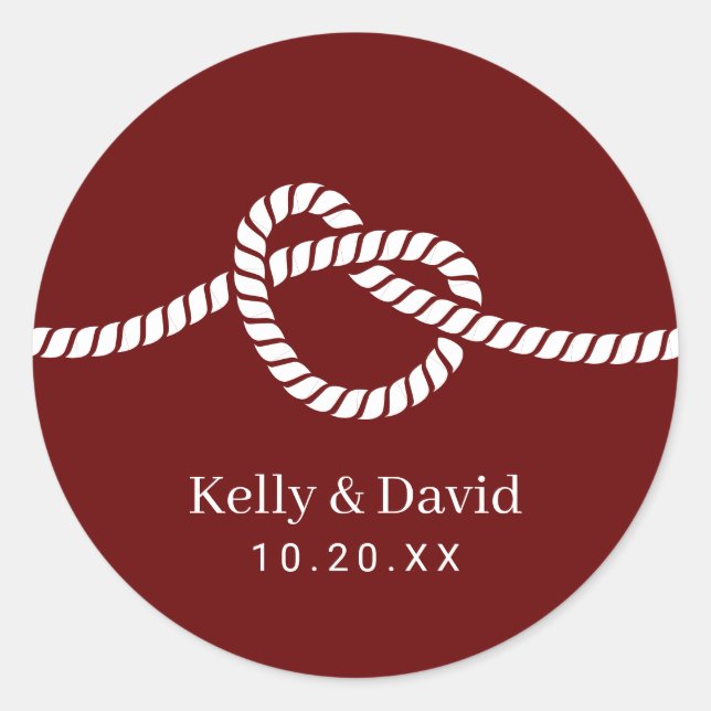 Sticker Rond Sceau Mariage rouge Coeur du noeud (Devant)