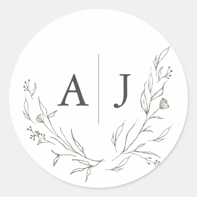 Sticker Rond Sceau monogramme floral budget (Devant)