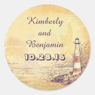 Sticker Rond Sceau nautique du vieux phare