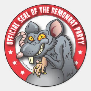 Sticker Rond SCEAU OFFICIEL du parti DEMON-RAT Evil Rodent