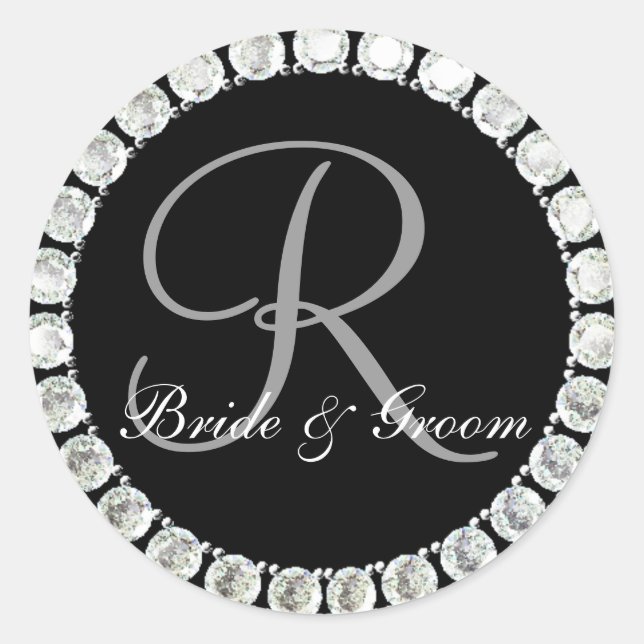 Sticker Rond Sceau personnalisable de monogramme de diamant R (Devant)