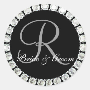 Sticker Rond Sceau personnalisable de monogramme de diamant R