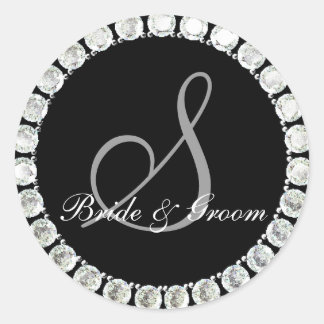 Sticker Rond Sceau personnalisable de monogramme de diamant S