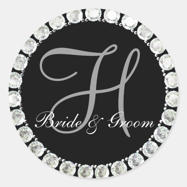 Sticker Rond Sceau personnalisable H monogramme de diamant (Devant)