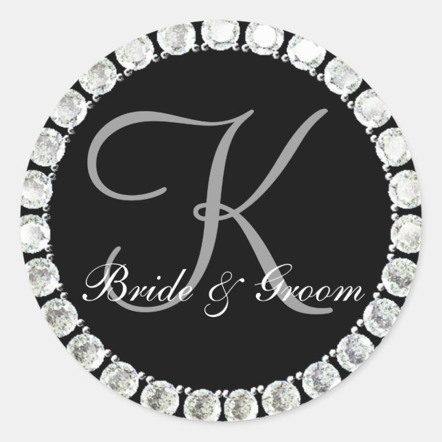 Sticker Rond Sceau personnalisable K monogramme de diamant (Devant)