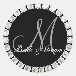 Sticker Rond Sceau personnalisable M monogramme diamant