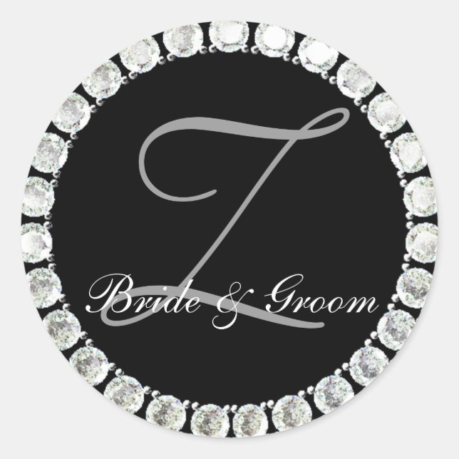 Sticker Rond Sceau personnalisable Z monogramme de diamant (Devant)