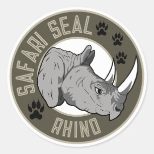 Sticker Rond Sceau Safari Rhino