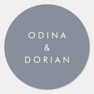 Sticker Rond Sceau simple Mariage gris ardoise