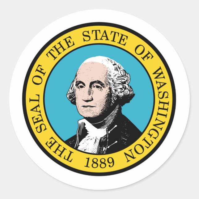 Sticker Rond Sceau Washington, Sceau de l'autocollant Washingto (Devant)