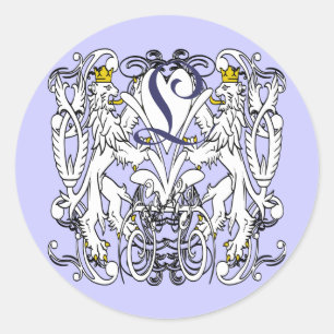 Sticker Rond Sceaux de mariage Renaissance Lion Rampant Vintage
