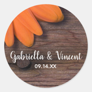 Sticker Rond Sceaux d'enveloppe de Mariage campagnard orange ru