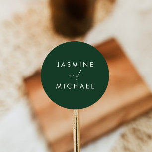 Sticker Rond Sceaux d'enveloppe de mariage vert de script moder