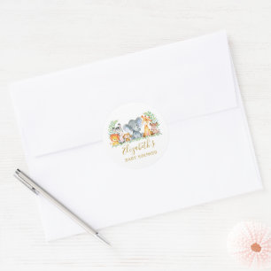 Sticker Rond Sceaux d'enveloppe dorés pour Baby Shower sur les