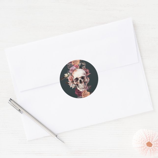 Sticker Rond Sceaux d'enveloppe floraux de mort (Enveloppe)