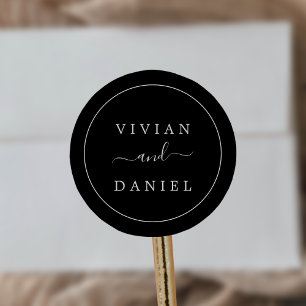 Sticker Rond Sceaux Mariage noir foncé minimaliste