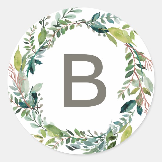 Sticker Rond Sceaux Mariages d'enveloppe de monogramme de serti (Devant)