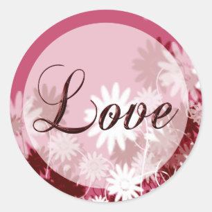 Sticker Rond Scellé Avec L'Invitation Amour Enveloppe Florale S
