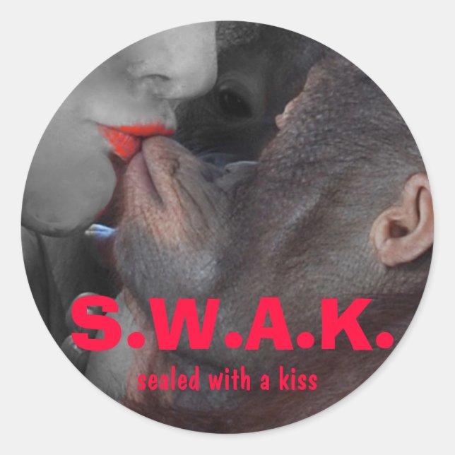 Sticker Rond Scellé avec un baiser (Devant)