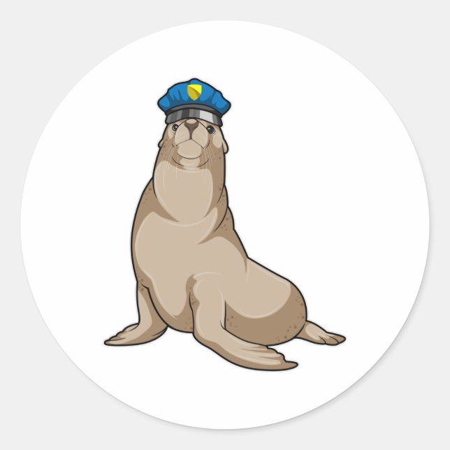 Sticker Rond Sceller comme agent de police (Devant)